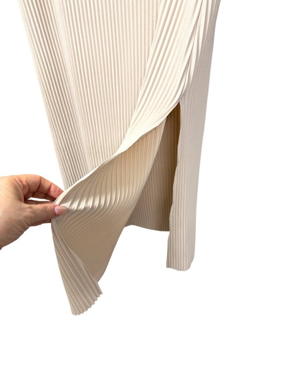 Reiss Pippa Pleated Jersey Midi Skirt in Stone Size 10 New - Picture 5 of 9